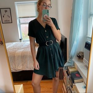 forest green french babydoll dress